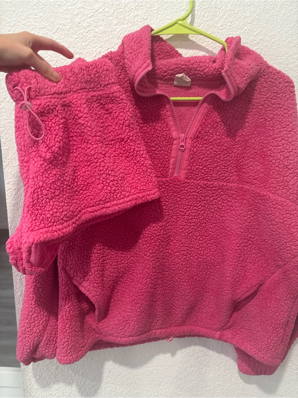 No Boundaries Hot Pink Sherpa Half-Zip Pullover